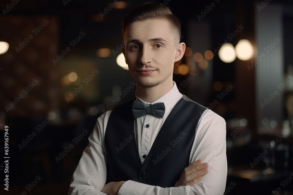 Fototapeta premium Restaurant manager handsome. Generate Ai