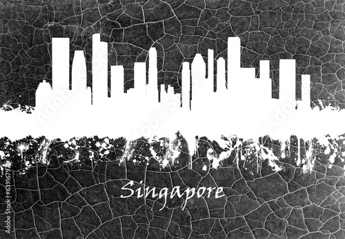 Canvas Print Singapore skyline B&W