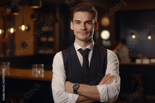 Restaurant manager young. Generate Ai