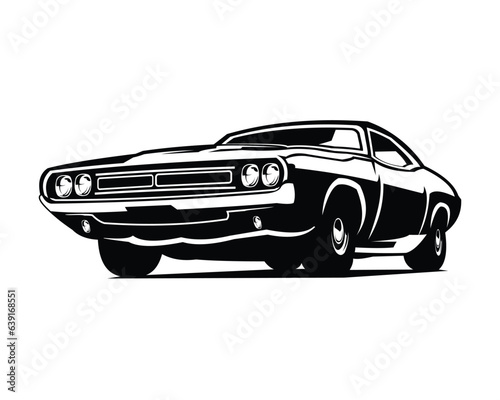 vector illustration of a 1969 dodge super bee car. silhouette vector design. Best for logo, badge, emblem, icon, design sticker, vintage car industry