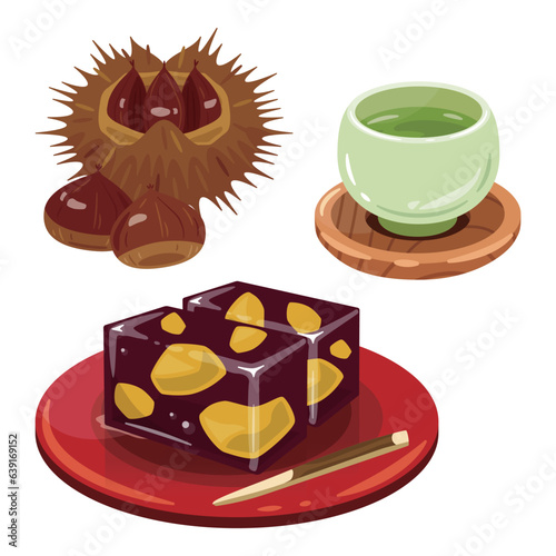 お茶と栗羊羹と栗