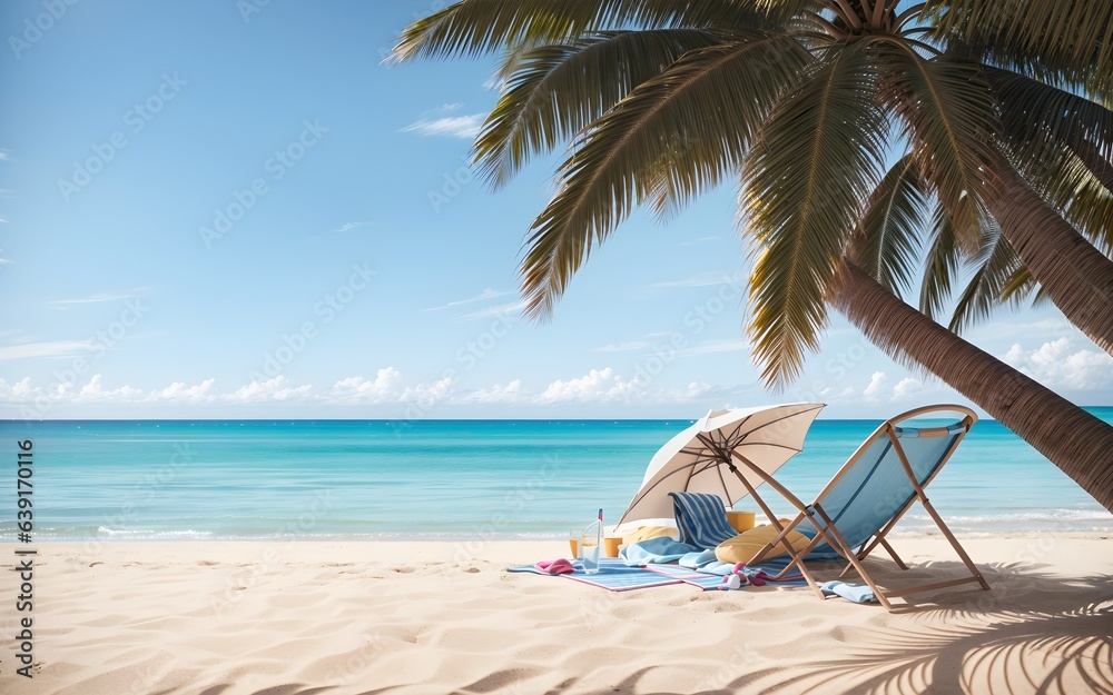 Beach Getaway: Lounging Under Palm Tree While Sunbathing