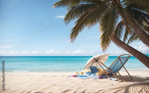 Beach Getaway: Lounging Under Palm Tree While Sunbathing