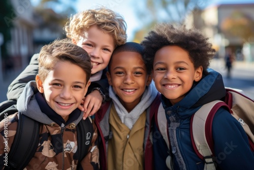 African and American children, boys and classmates, education, elementary school, friendship