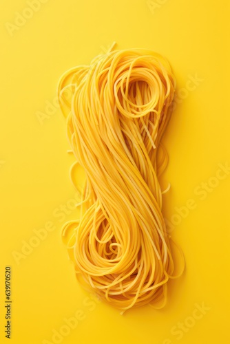 Spaghetti on a yellow background