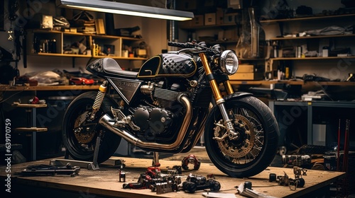 Customize an Old School Cafe Racer motorcycle in a home workshop.