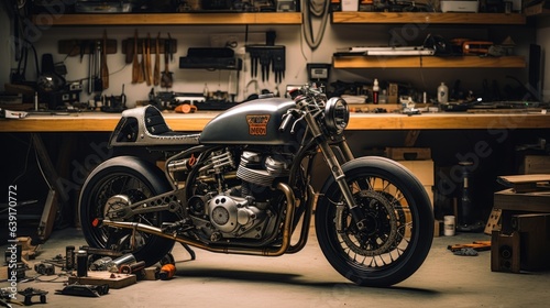 Customize an Old School Cafe Racer motorcycle in a home workshop.