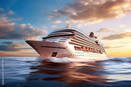 Fotografia A huge cruise line travels across the sea