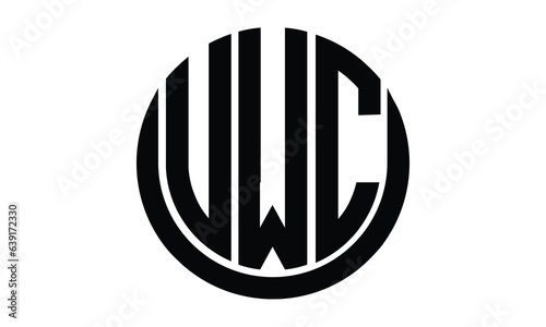 UWC shield in circle logo design vector template. lettermrk, wordmark, monogram symbol on white background. photo