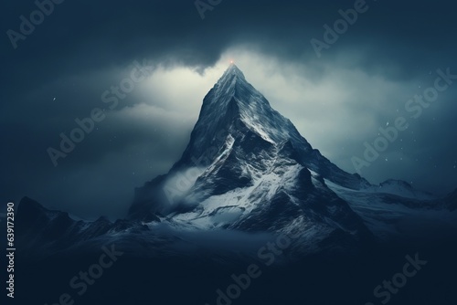 Mountain, dramatic sky. Beautiful illustration picture. Generative AI