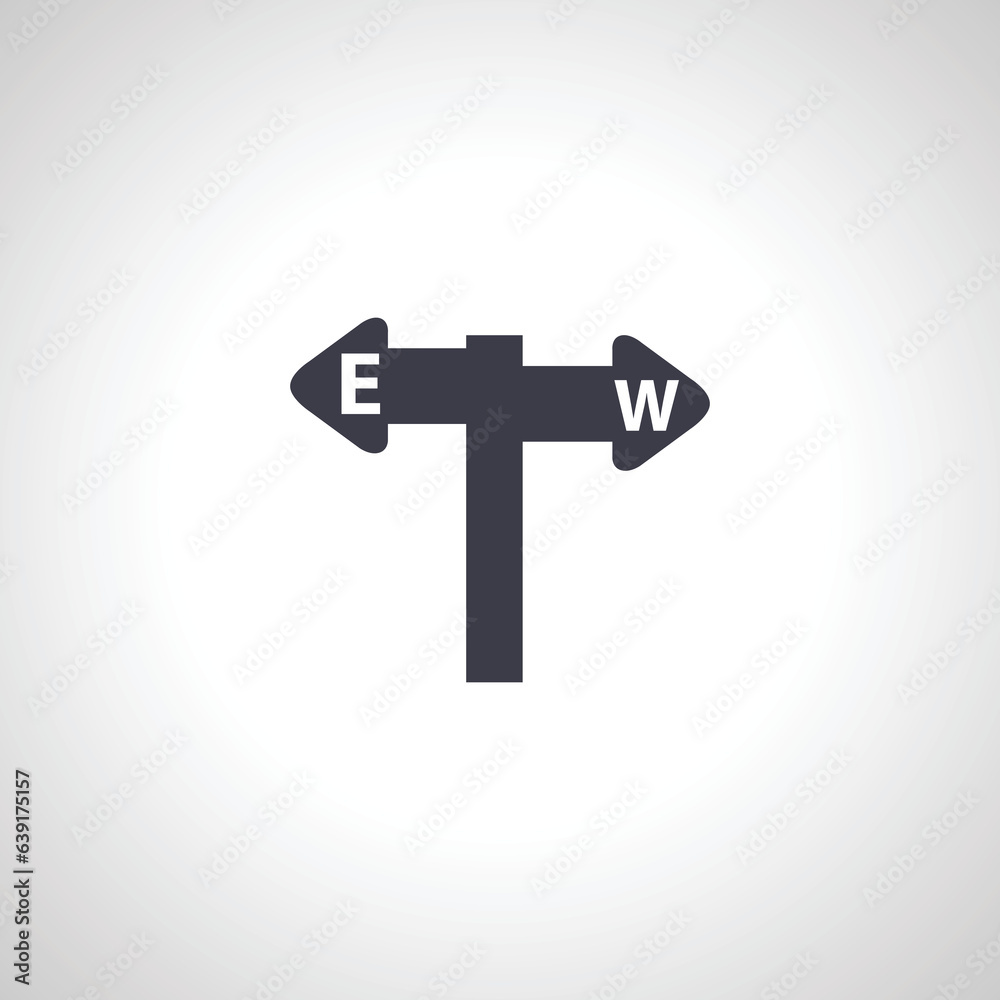 Road arrows icon. road signpost icon. east west icon