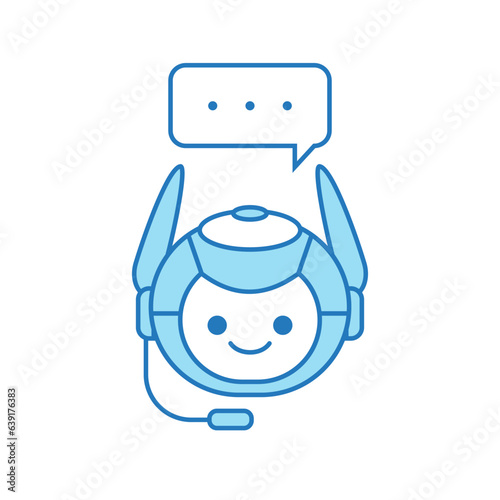 Chatbot Icon or Virtual Assistant Icon Design with Bubble Speech and Headset