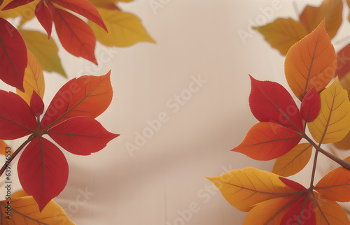 autumn leaves with copy space in pastel background ai generated