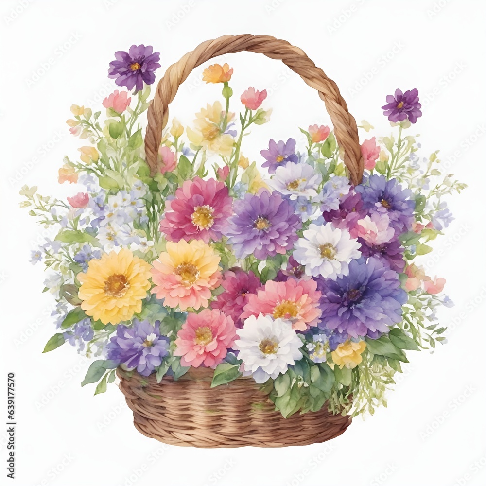 Gerbera and variety flower basket