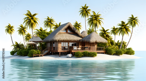 Tropical beach house on the island Koh Samui, Thailand. Generative AI. © Inna