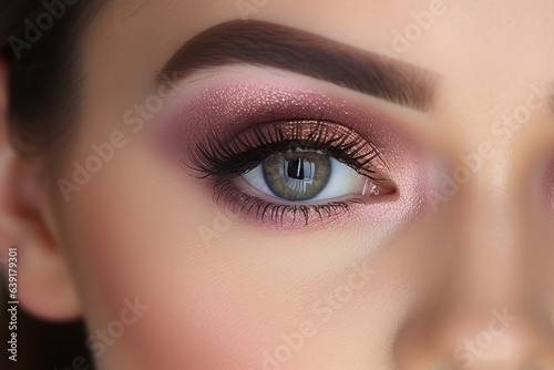 Foto Beautiful close up photo of a beautiful girl's eye makeup