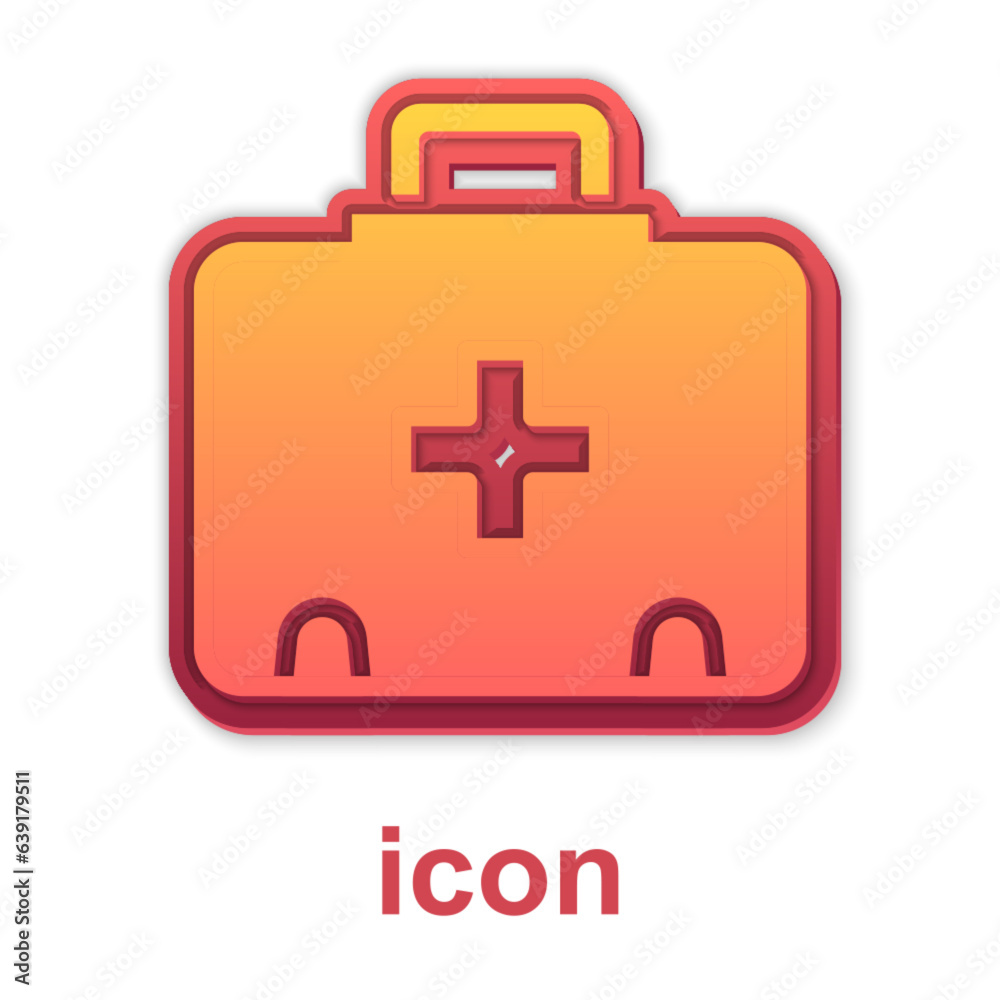 Gold First aid kit icon isolated on white background. Medical box with cross. Medical equipment for emergency. Healthcare concept. Vector Gold First aid kit icon isolated on white background. Medical box with cross. Medical equipment for emergency. Healthcare concept. Vector