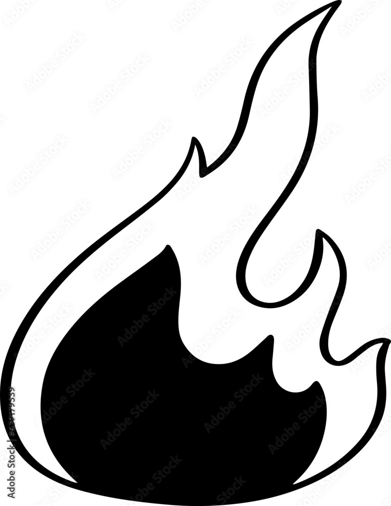 hand drawn fire illustration.