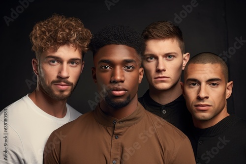 Skincare diversity men portrait studio. Generate Ai