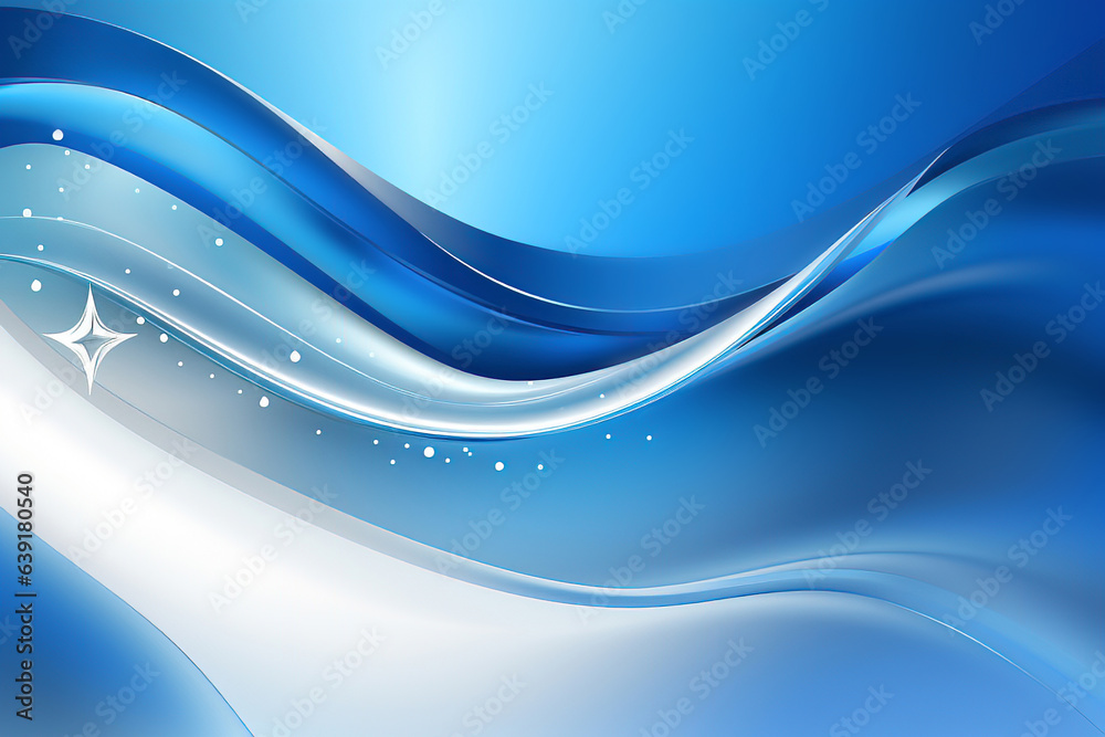 Obraz premium Whimsical Blue Waves and Star Abstract Background