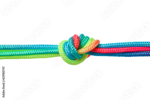 PNG,a knot of multi-colored braided laces, isolated on white background