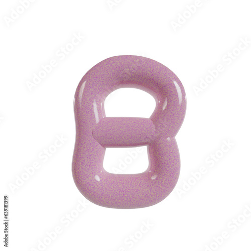 Round 3d glossy number vector. 8 Shiny pink yellow realistic texture surface.