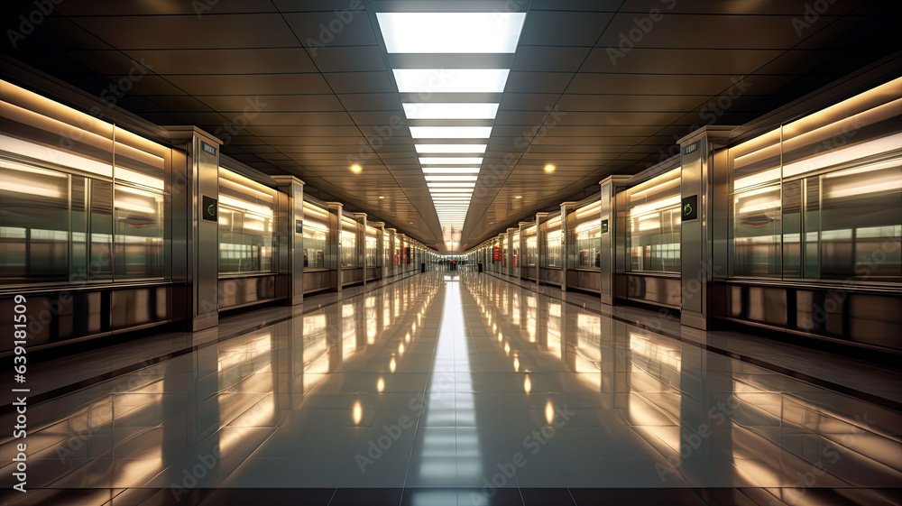 contemporary hallway of airport.generative ai