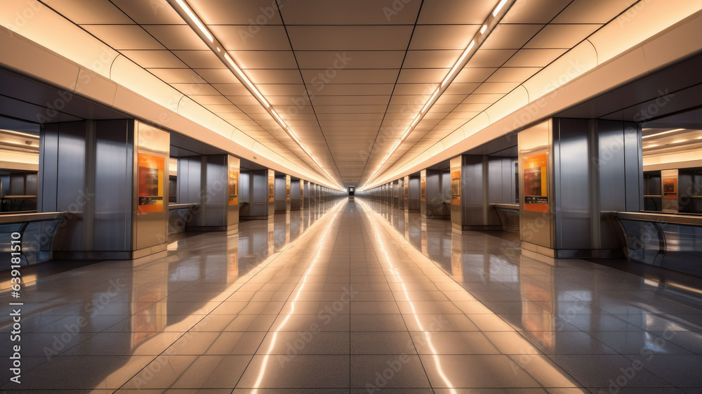 contemporary hallway of airport.generative ai
