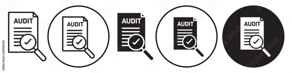 Audit Icon. Flat symbol of company inspection to verify the statistic of the company. Vector set of auditor report to evaluation firm. Outline logo of accounting examination in finance banking sign Audit Icon. Flat symbol of company inspection to verify the statistic of the company. Vector set of auditor report to evaluation firm. Outline logo of accounting examination in finance banking sign