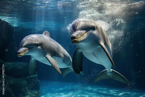 Underwater dolphin playing. Generate Ai © nsit0108
