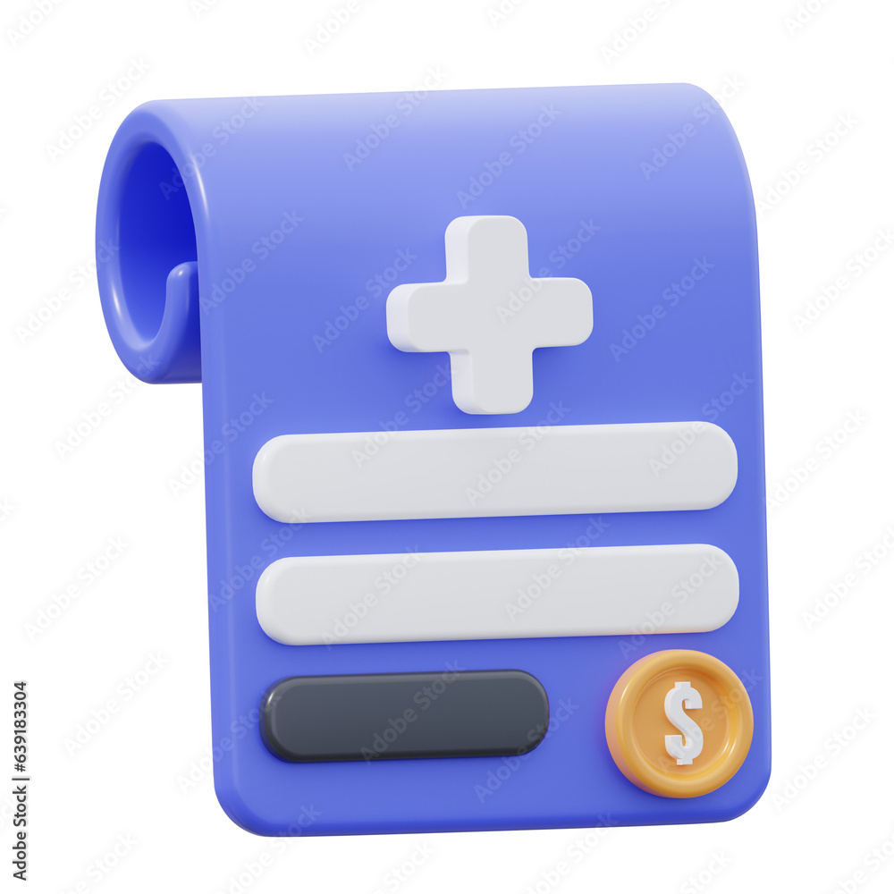 Fototapeta premium 3D Medical Invoice Illustration