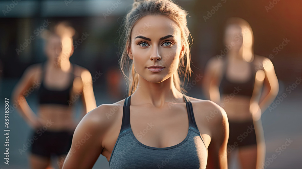 portrait Fitness sport woman with people exercising.generative ai portrait Fitness sport woman with people exercising.generative ai