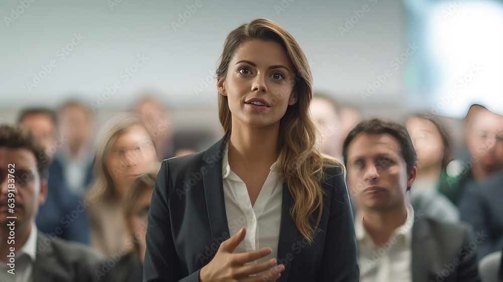 Portrait of a young successful businesswoman at a conference Portrait of a young successful businesswoman at a conference