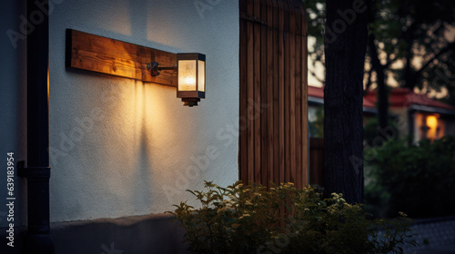 Close up view of outdoor led waterproof solar lamp with motion sensor.