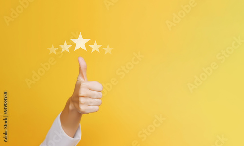 Woman show thumbs up positive feedback, Satisfied lady showing OK gesture, Excellent or good review result concept, Customer giving rating for experience or quality product and service, Opinion survey