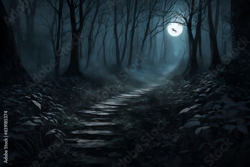Beneath the moonlight, a shadowy figure moves silently through the undergrowth, leaving behind enigmatic footprints in its wake