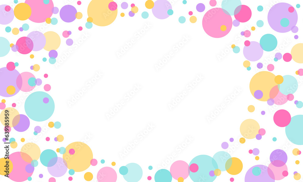 Flat colorful frame confetti circle polka dots background Flat colorful frame confetti circle polka dots background