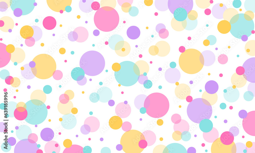 Transparent cute colorful dots seamless pattern fabric, wrapping, wallpaper, presentation, background