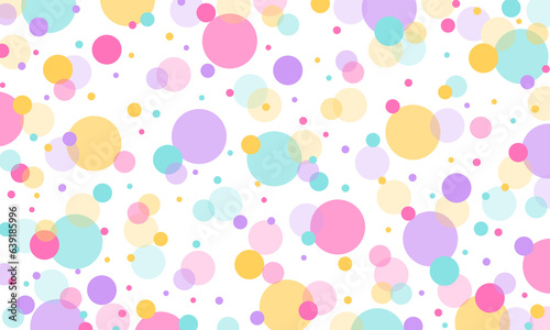 Transparent cute colorful dots seamless pattern fabric, wrapping, wallpaper, presentation, background