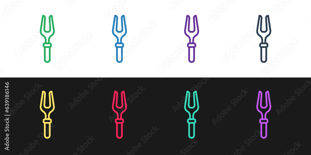 Set line Barbecue fork icon isolated on black and white background. BBQ fork sign. Barbecue and grill tool. Vector Set line Barbecue fork icon isolated on black and white background. BBQ fork sign. Barbecue and grill tool. Vector