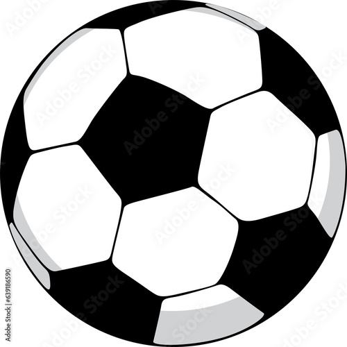 Soccer ball. Black football ball isolated on transparant background. Flat icon. Simple cartoon clipart. Outline pictogram. Logo soccer ball for design print. Graphic symbol sport play.