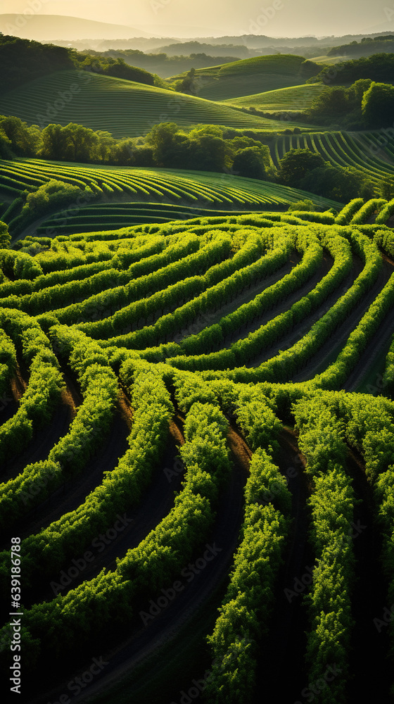 Fototapeta premium A Beautiful View of Rice Terraces Ricefield in Rainy Season