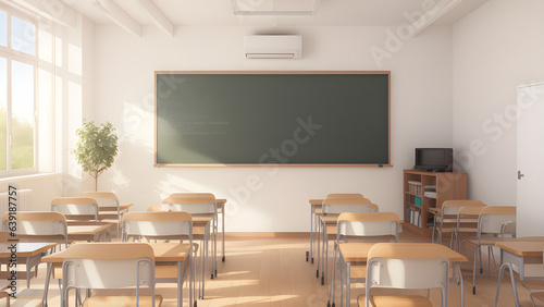 empty classroom with blackboard ai generated