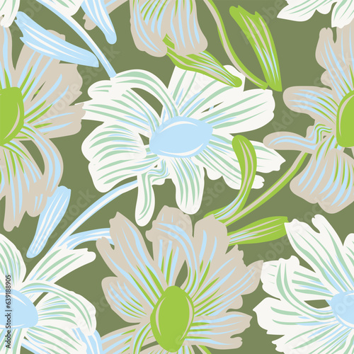 Neutral Colour Botanical Floral Seamless Pattern Design