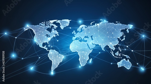 Global business concept of connections and information transfer in the world