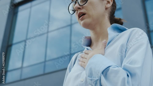 Wallpaper Mural Female coughing trying to clear throat, suffocating, feeling bad, asthma attack Torontodigital.ca