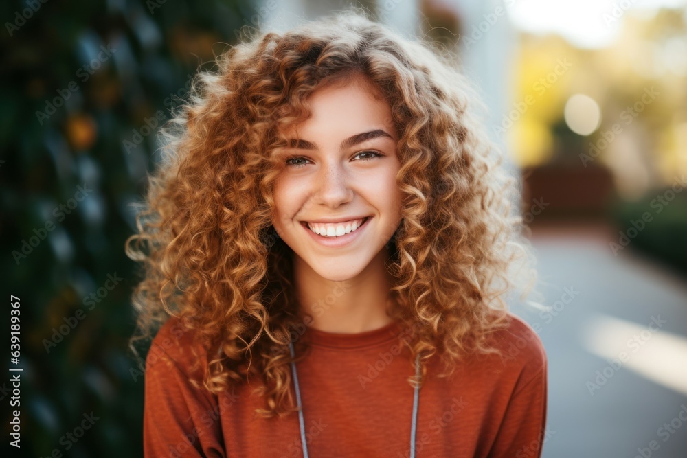 Obraz premium Vaccinated teenage girl smiling. Generate Ai