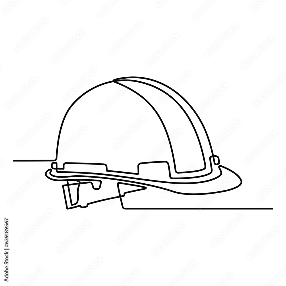 Safety helmet. Continuous line concept. Hand drawn. One line. Logo design. Vector. illustration Safety helmet. Continuous line concept. Hand drawn. One line. Logo design. Vector. illustration