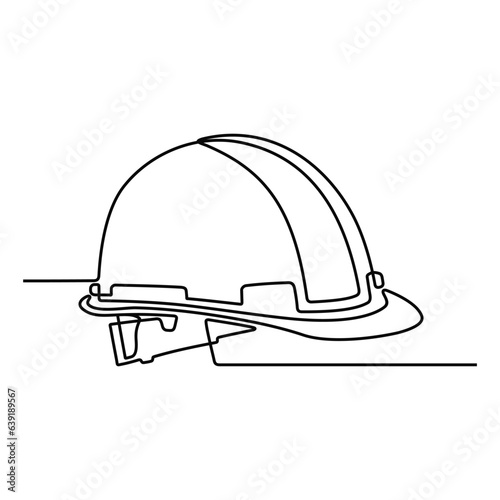 Safety helmet. Continuous line concept. Hand drawn. One line. Logo design. Vector. illustration