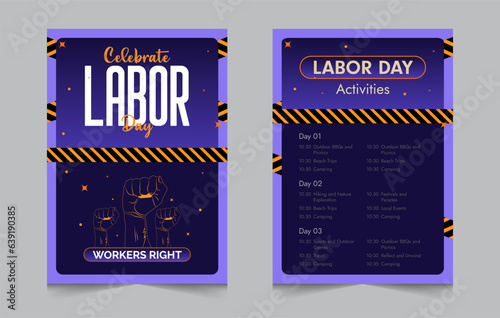 Labor day activity invitation layout template, weekend activities a4 poster or flyer design, vector illustration eps 10